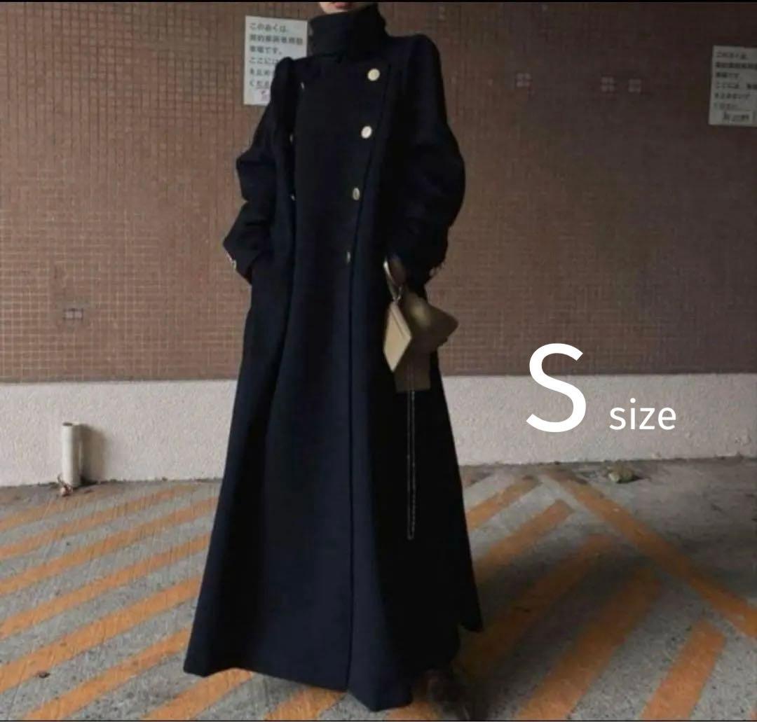 Ameri　CHARME FLARE LONG COAT ネイビー 金ボタン S