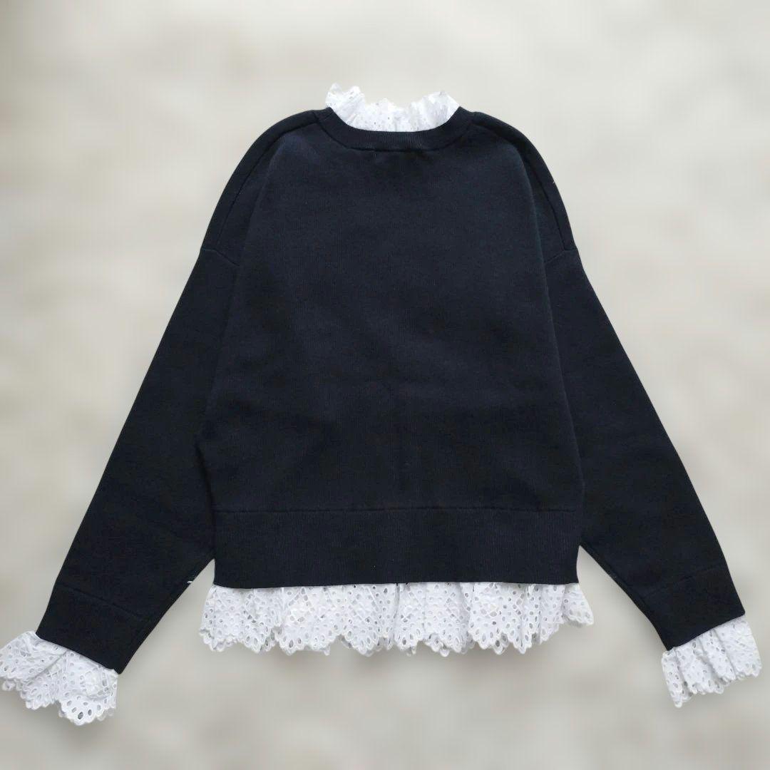 タグ付✨エンフォルド ウールコットンフリルプルオーバー レース ネイビー 38