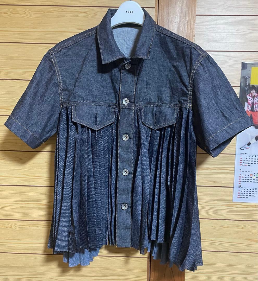 sacai 25SS denim shirt デニム シャツ プリーツ