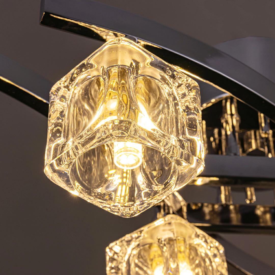 シーリングライト 照明LED ガラス シェード 6灯 シャンデリア　電球付き