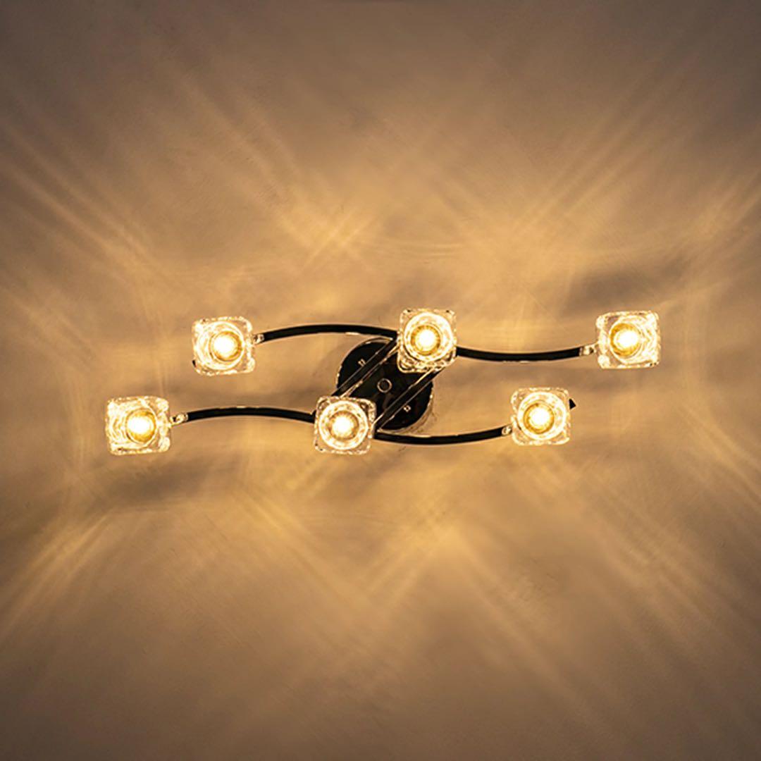 シーリングライト 照明LED ガラス シェード 6灯 シャンデリア　電球付き