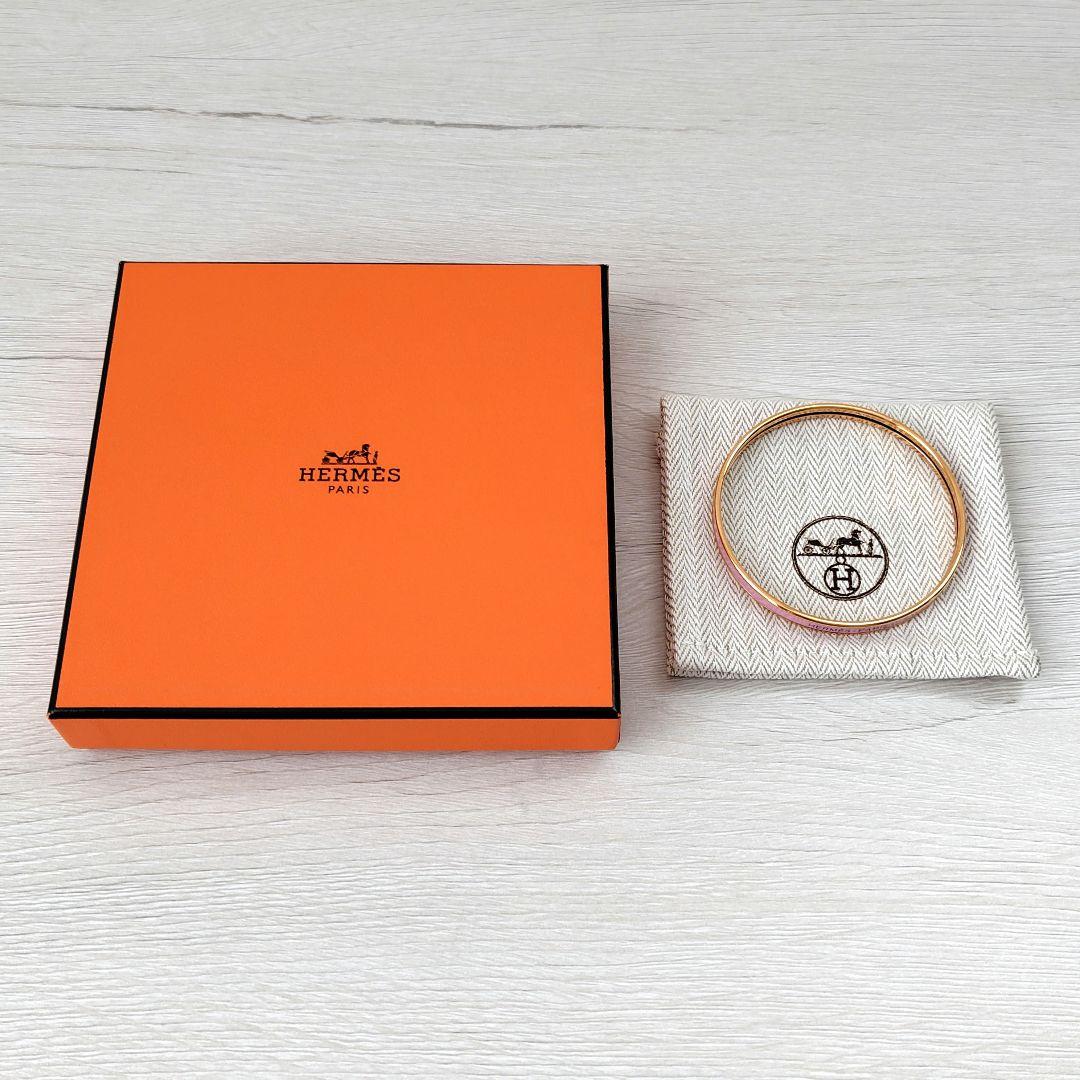 HERMES　エナメルブレスレット《ユニ》ローズ・ボーテ　サイズS　バングル