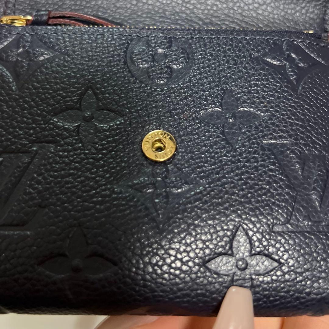 ルイヴィトン　ネイビー三つ折り財布　モノグラム　レディース