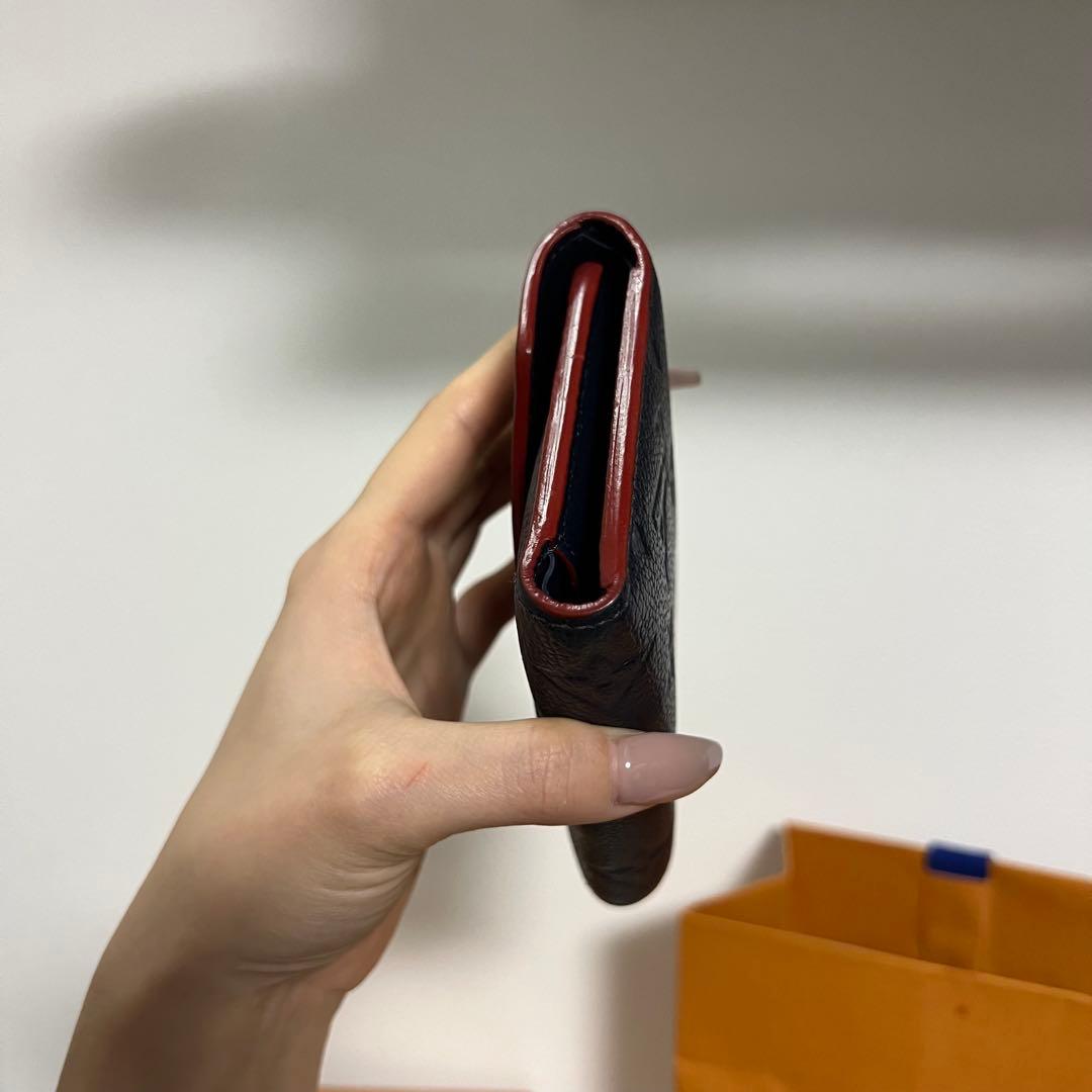 ルイヴィトン　ネイビー三つ折り財布　モノグラム　レディース