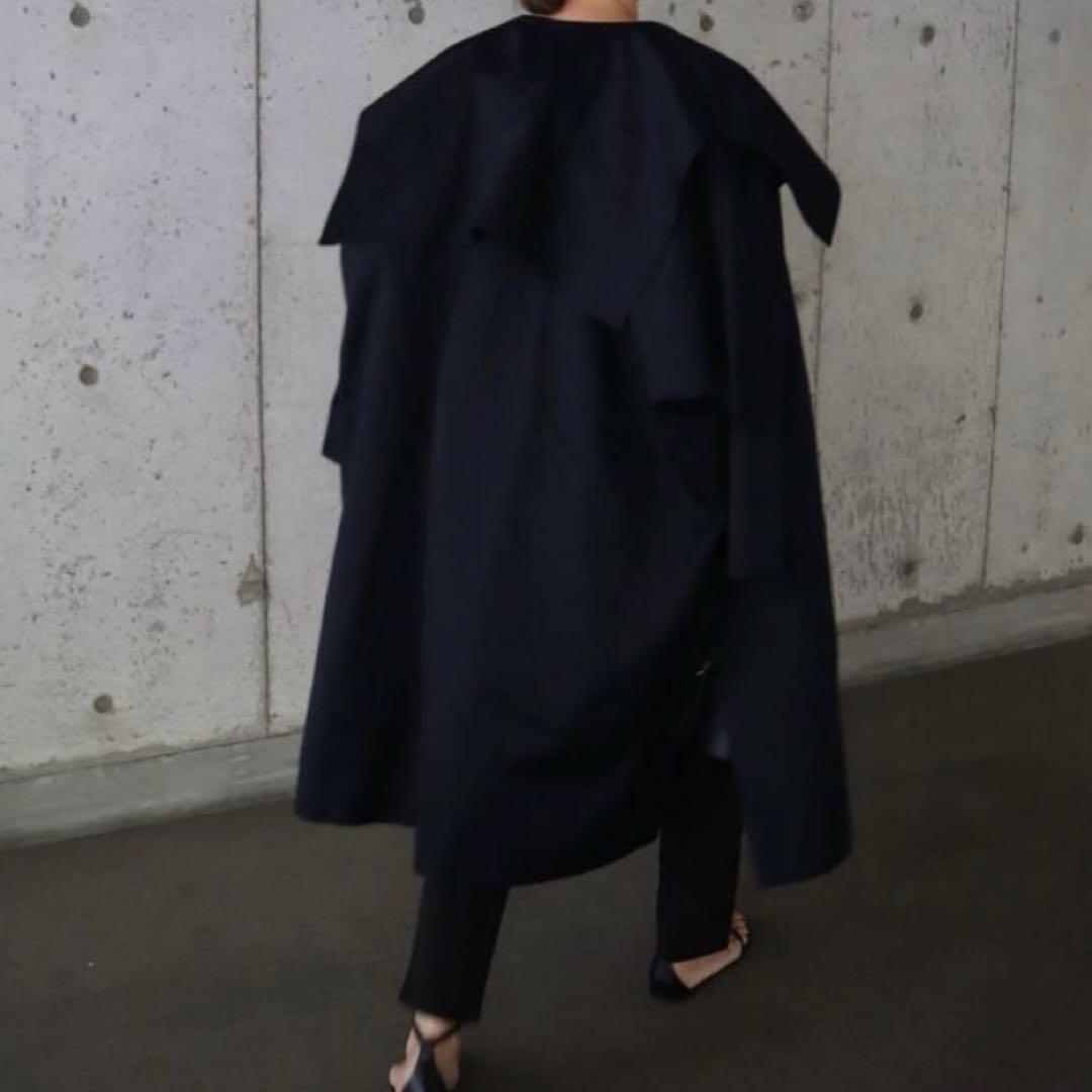 ella selectshop コットンツイルアシンメトリーコート ネイビー