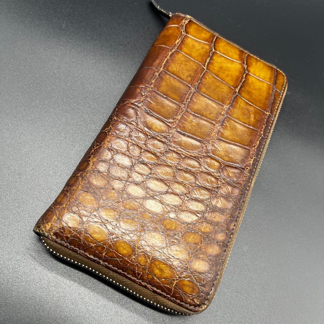 せ*ー様 入手困難/希少✨グッチ オーガナイザー ラウンドファスナー クロコダイ