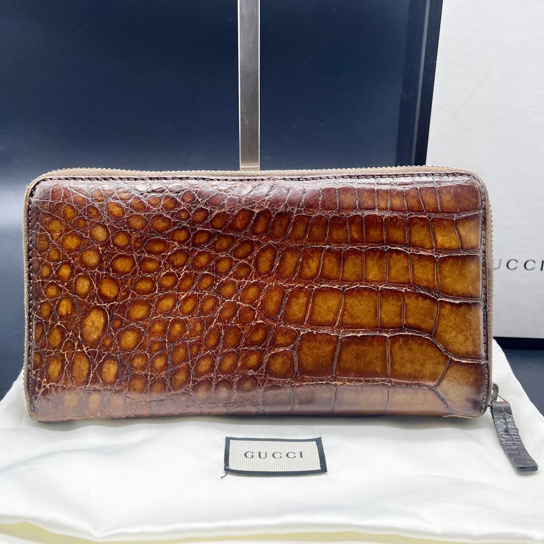 せ*ー様 入手困難/希少✨グッチ オーガナイザー ラウンドファスナー クロコダイ