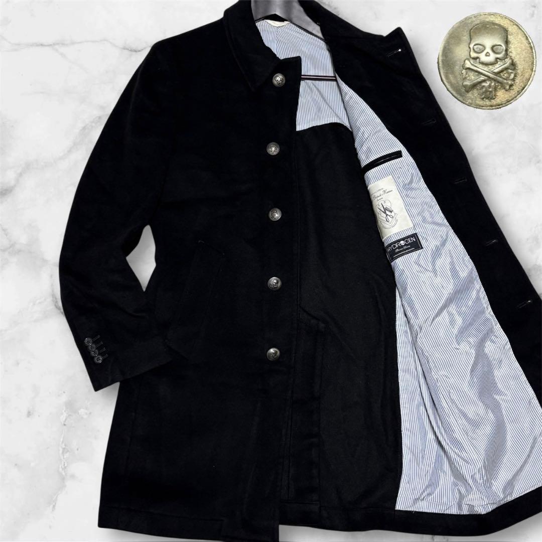 ハイドロゲン LUIGI BIANCHI ステンカラーコート カシミヤ混　黒