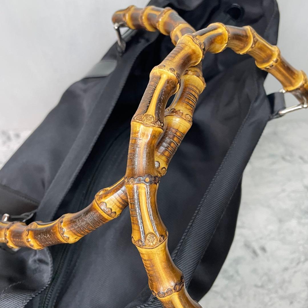 Gucci グッチ　バンブー　ナイロン　トートバッグ　　黒　大容量　旅行