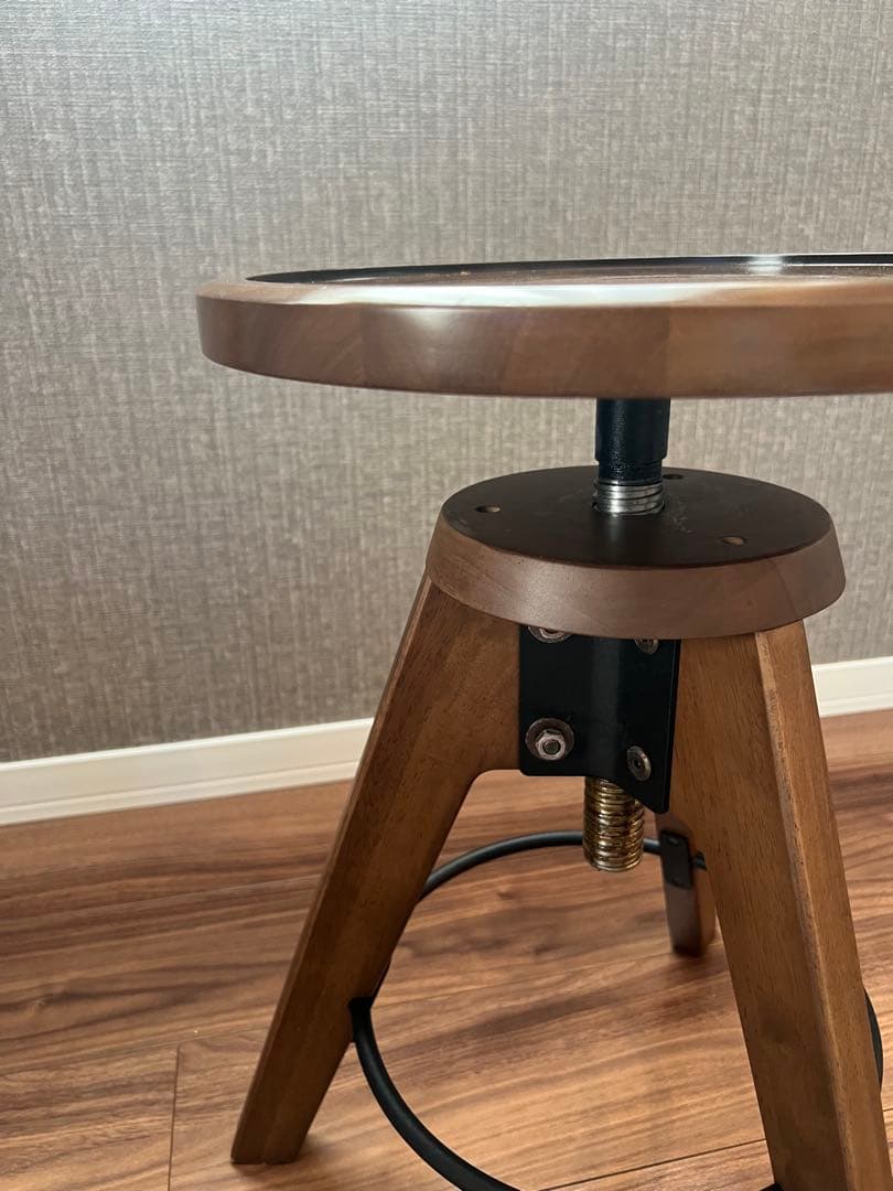 unico VIZ(ヴィズ)　スツール サイドテーブル ブラウン 高さ調整可能