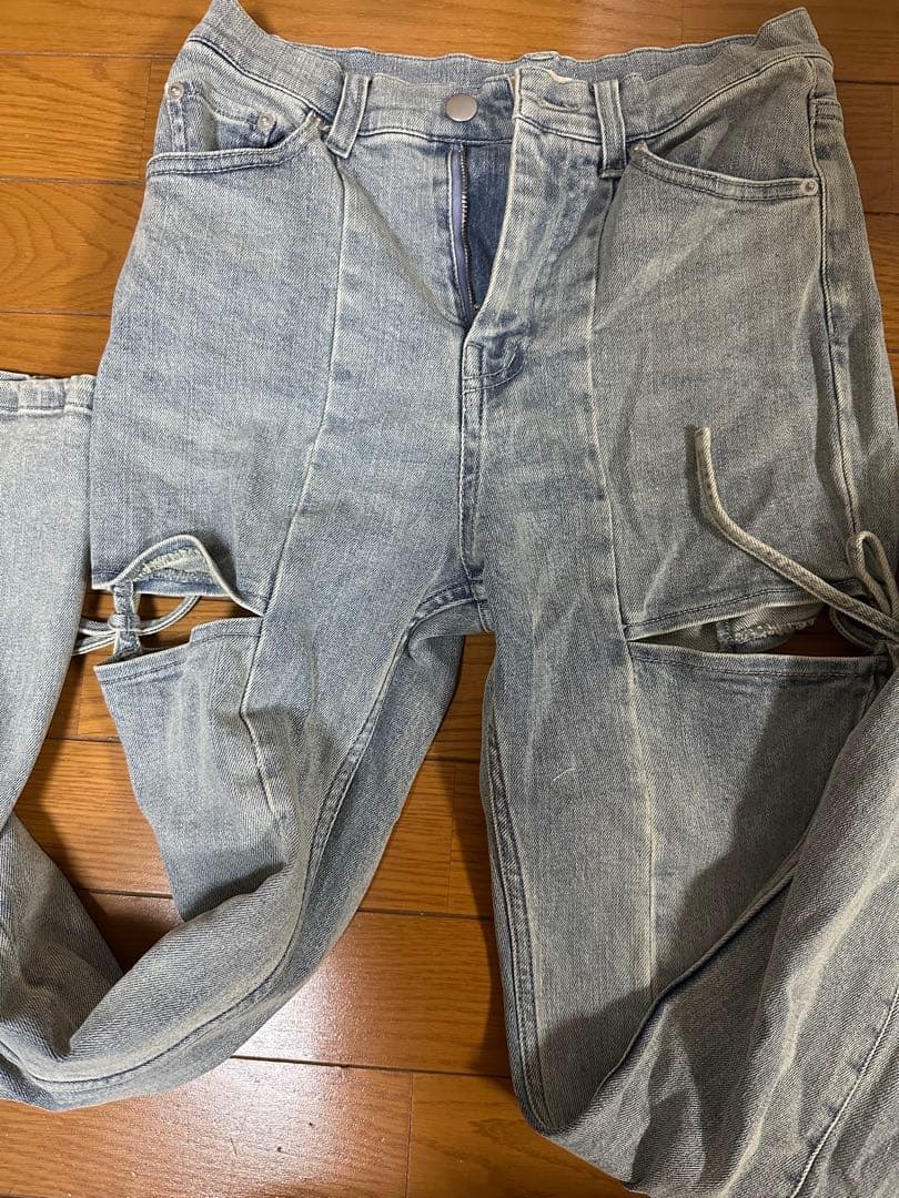 カットアウトリボンデニムパ