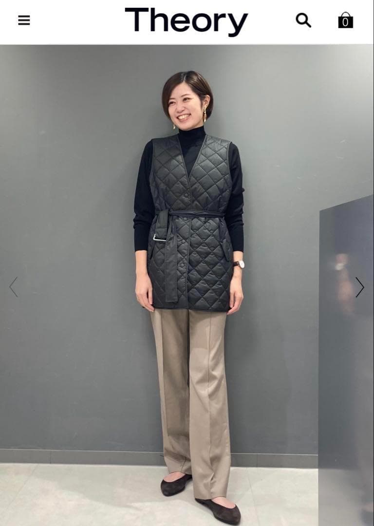 2023 AW 極美品 セオリーリュクス　キルティング ジレ ブラック ベルト