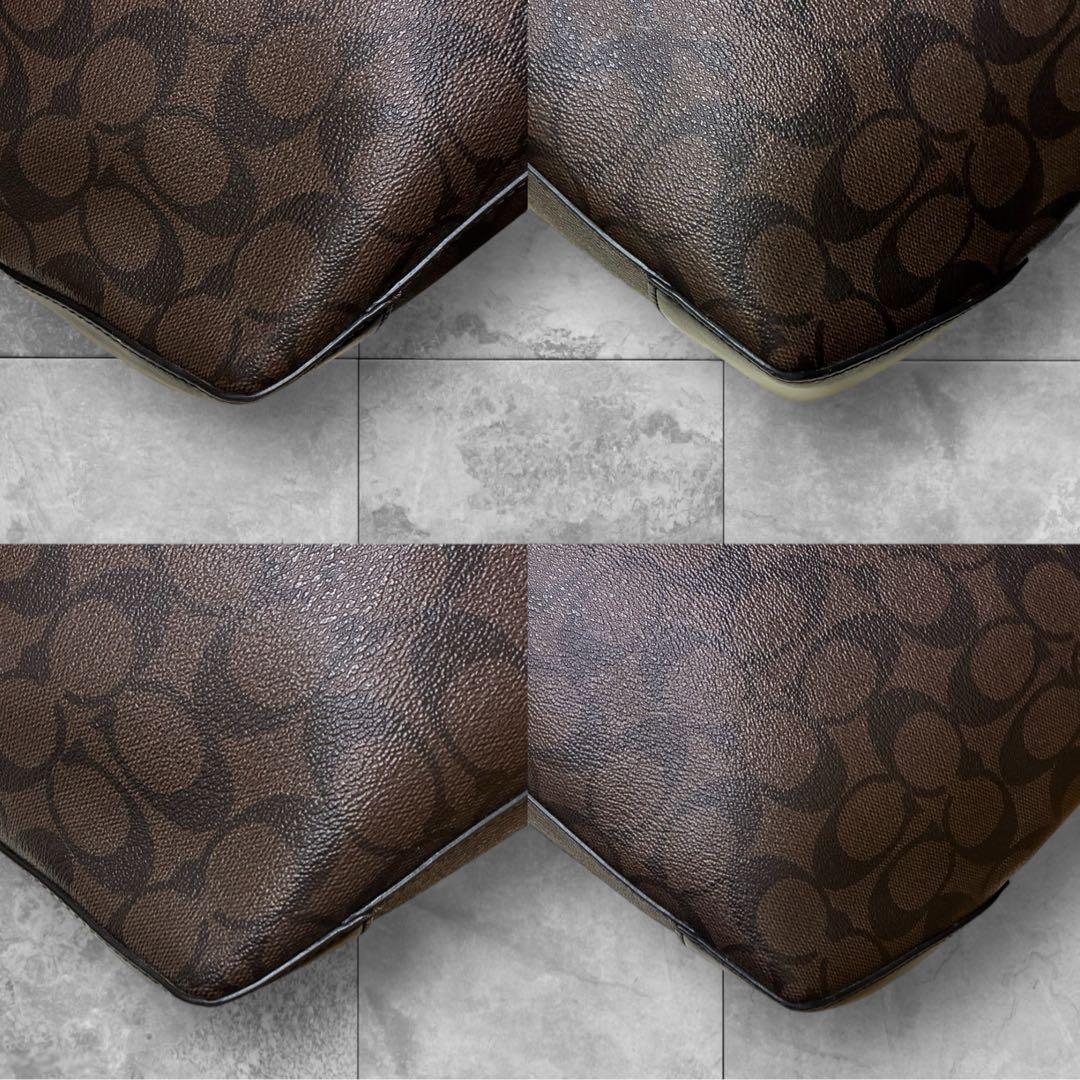 美品 COACH コーチ トートバッグ 肩掛け シグネチャー ビジネス 焦茶