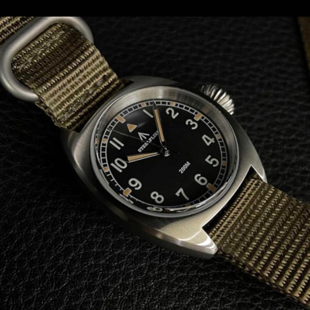【新品未使用】STEELFLIER ミリタリーウォッチ 36mm Vh31 搭載