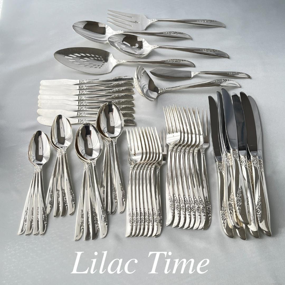 【ONEIDA 】LILAC TIME ディナーセット 8名用サーバー付き54本