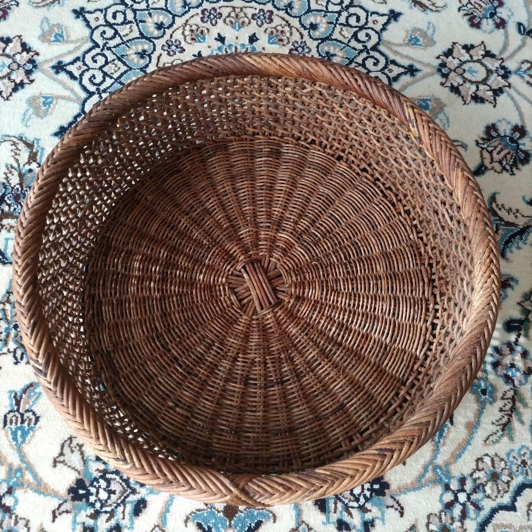 あけび こだし編み 丸型 籠 ランドリーバスケット 大型