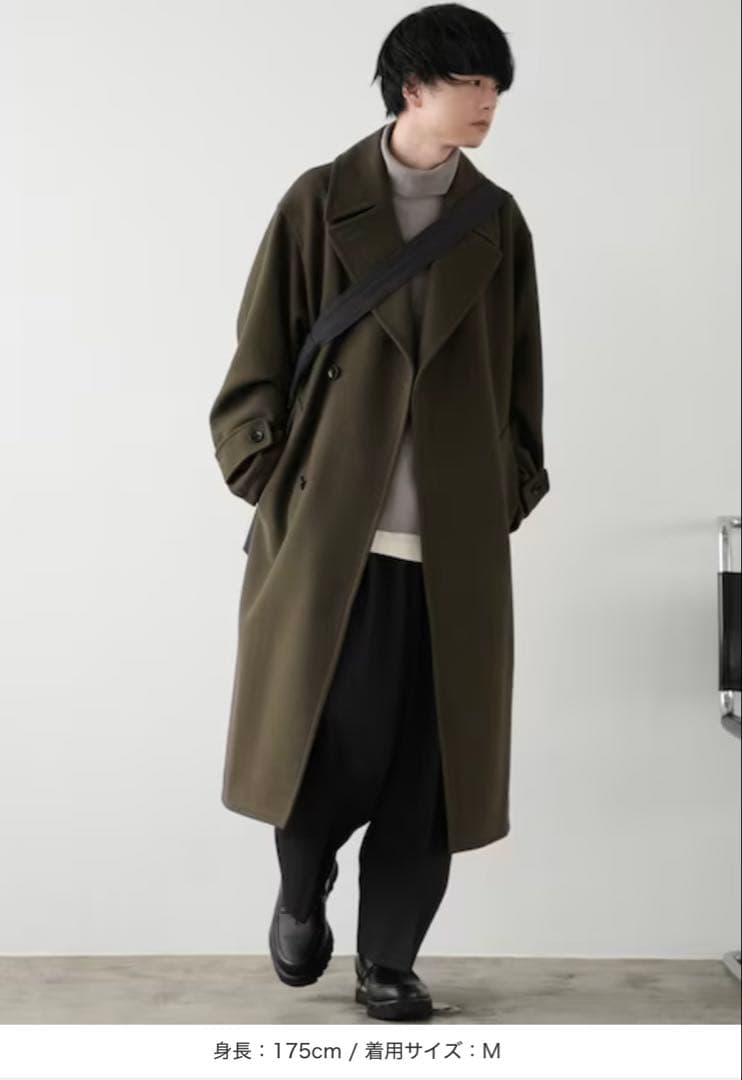 【完売品&美品】WYM LIDNMダークグレー チェスターコート ベルト付き