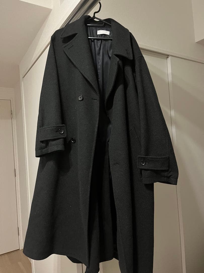 【完売品&美品】WYM LIDNMダークグレー チェスターコート ベルト付き