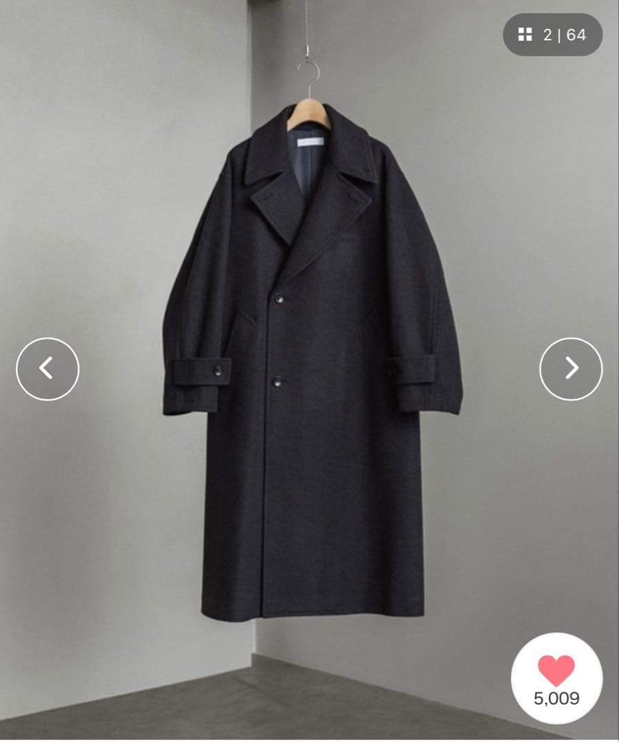 【完売品&美品】WYM LIDNMダークグレー チェスターコート ベルト付き