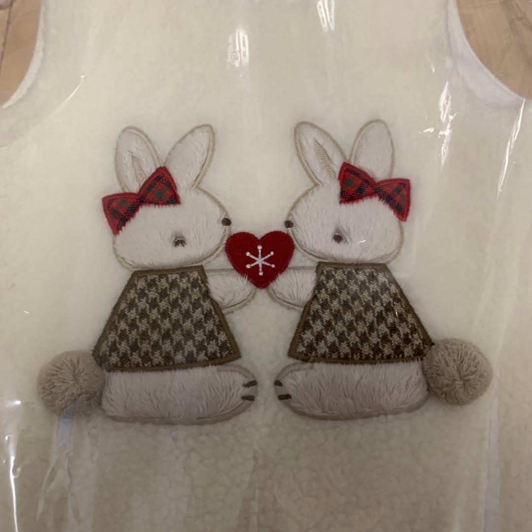 familiar ウサギ刺繍 フリースワンピース 90