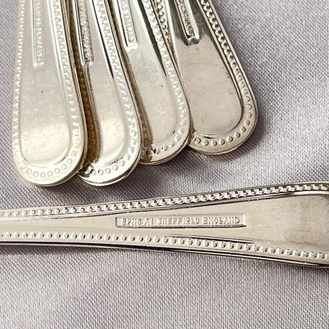 【英国】 パール デミタススプーン 8本　エレガントな真珠モチーフ