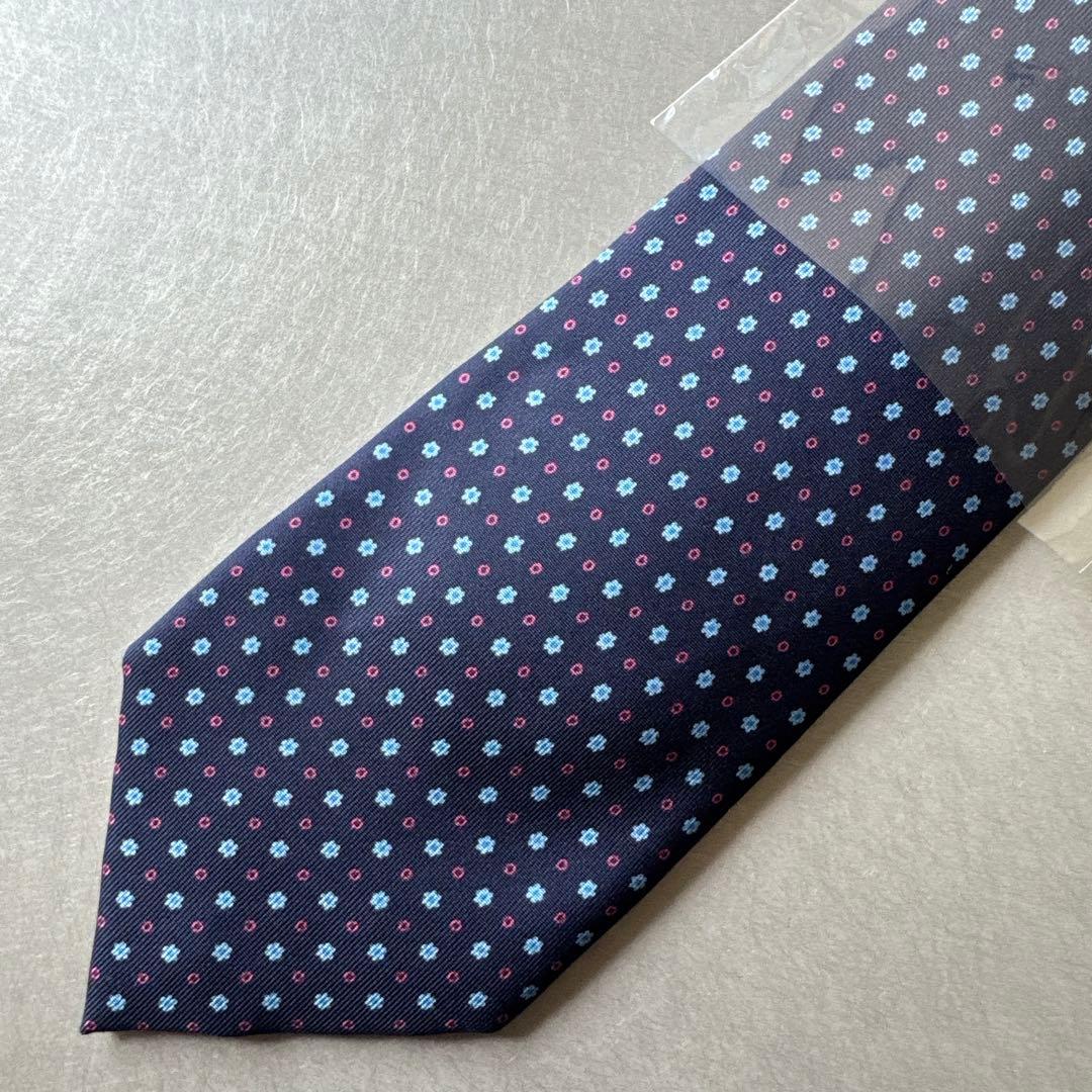 E. Marinella ネイビー 小花柄 ネクタイ