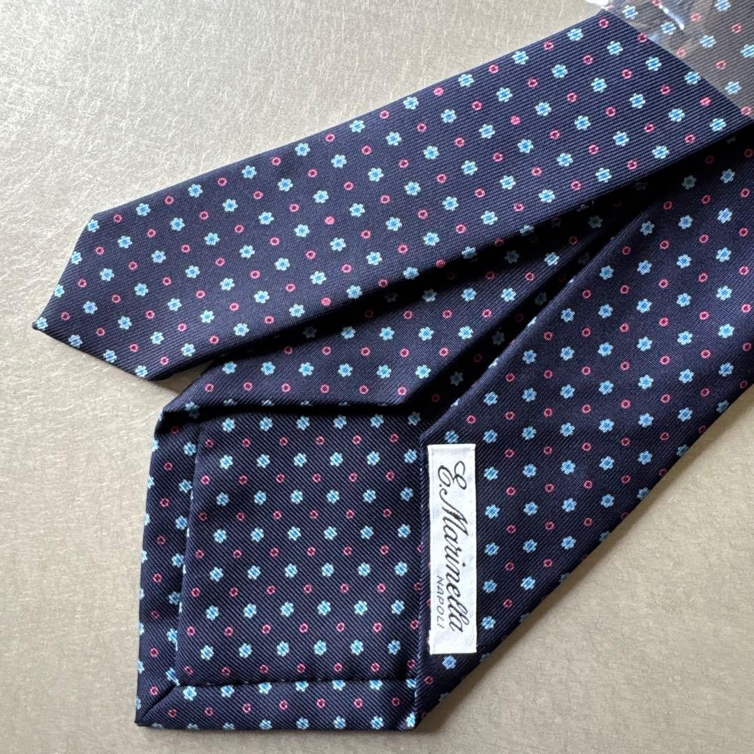 E. Marinella ネイビー 小花柄 ネクタイ