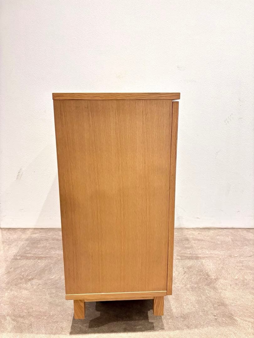 ⭐️廃盤希少⭐️無印⭐️脚付き⭐️オーク材・ガラス扉 キャビネット⭐️