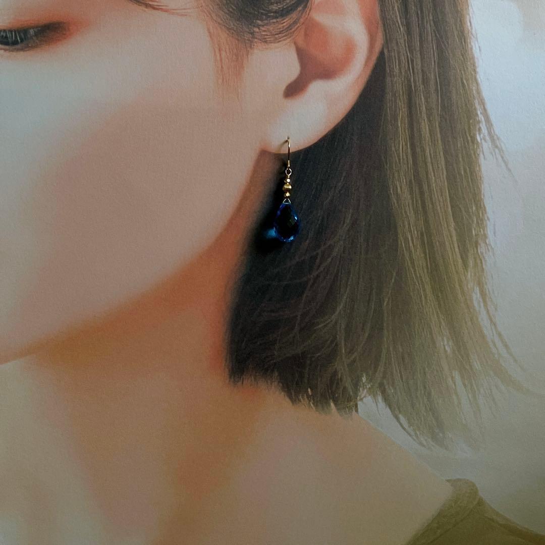 Kaya◆宝石質✧大粒スーパースイスブルートパーズピアス✧14kgf