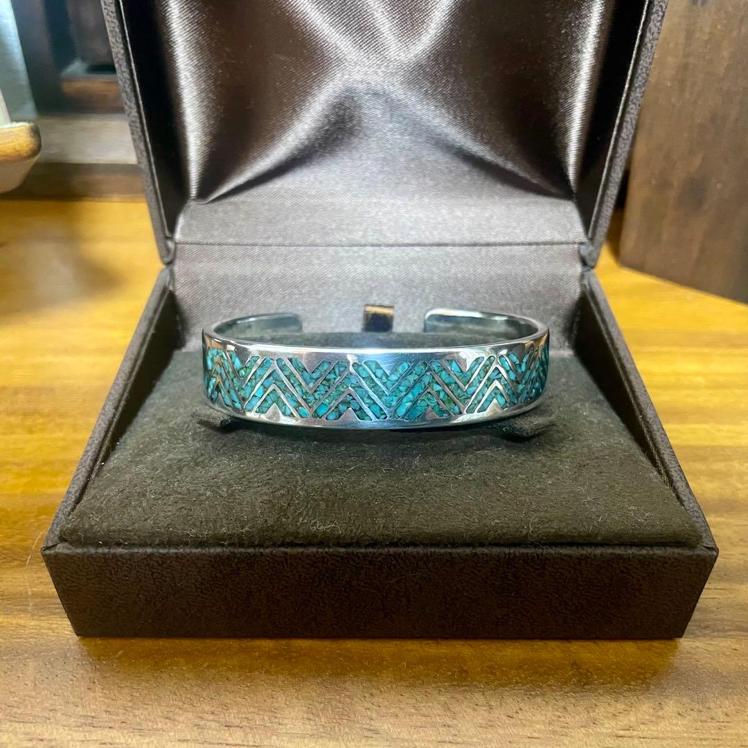 Mt.hill チップインレイ サンダーボルトバングル　ターコイズ