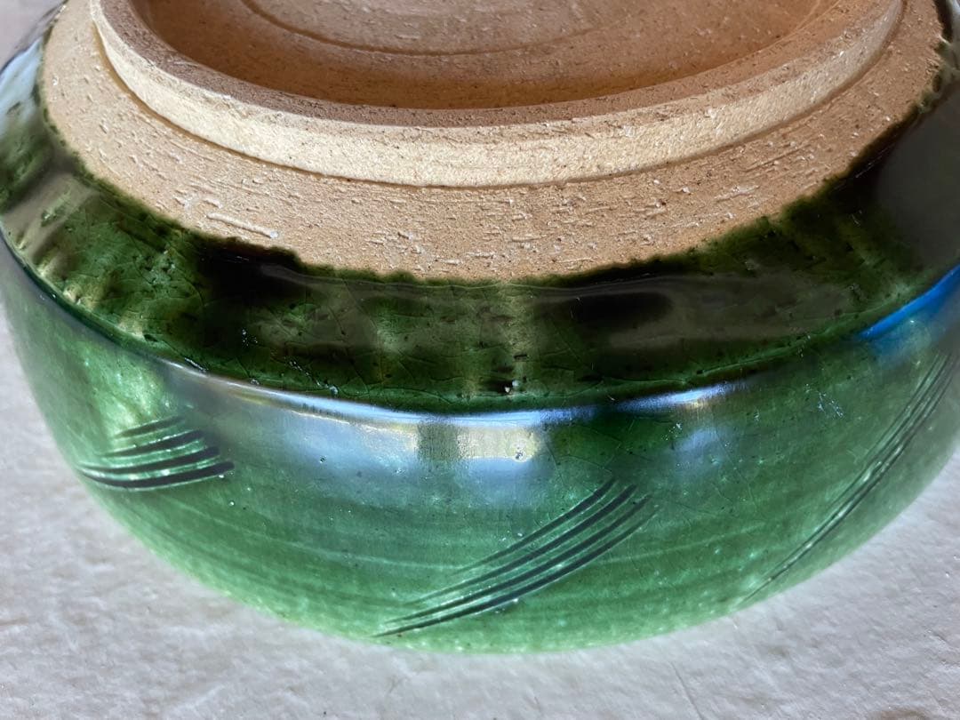 長森慶　織部焼　織部鉦鉢風大鉢　直径23cm