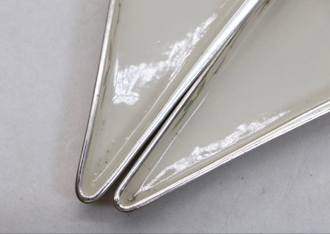 高麗地銀彩遠山椿画　山形　口替皿15枚　懐石料理　在銘　共箱　送料込み0205