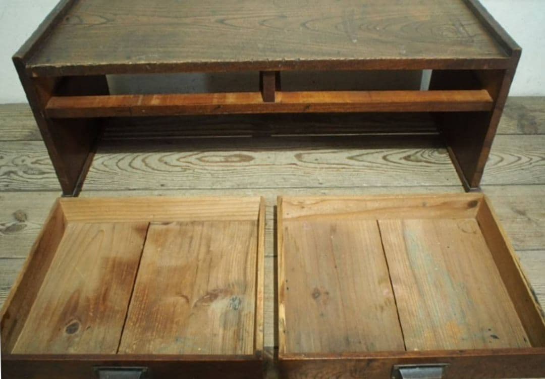 1053 アンティーク　欅の文机　ローテーブル　展示台　引き出し　古家具　レトロ