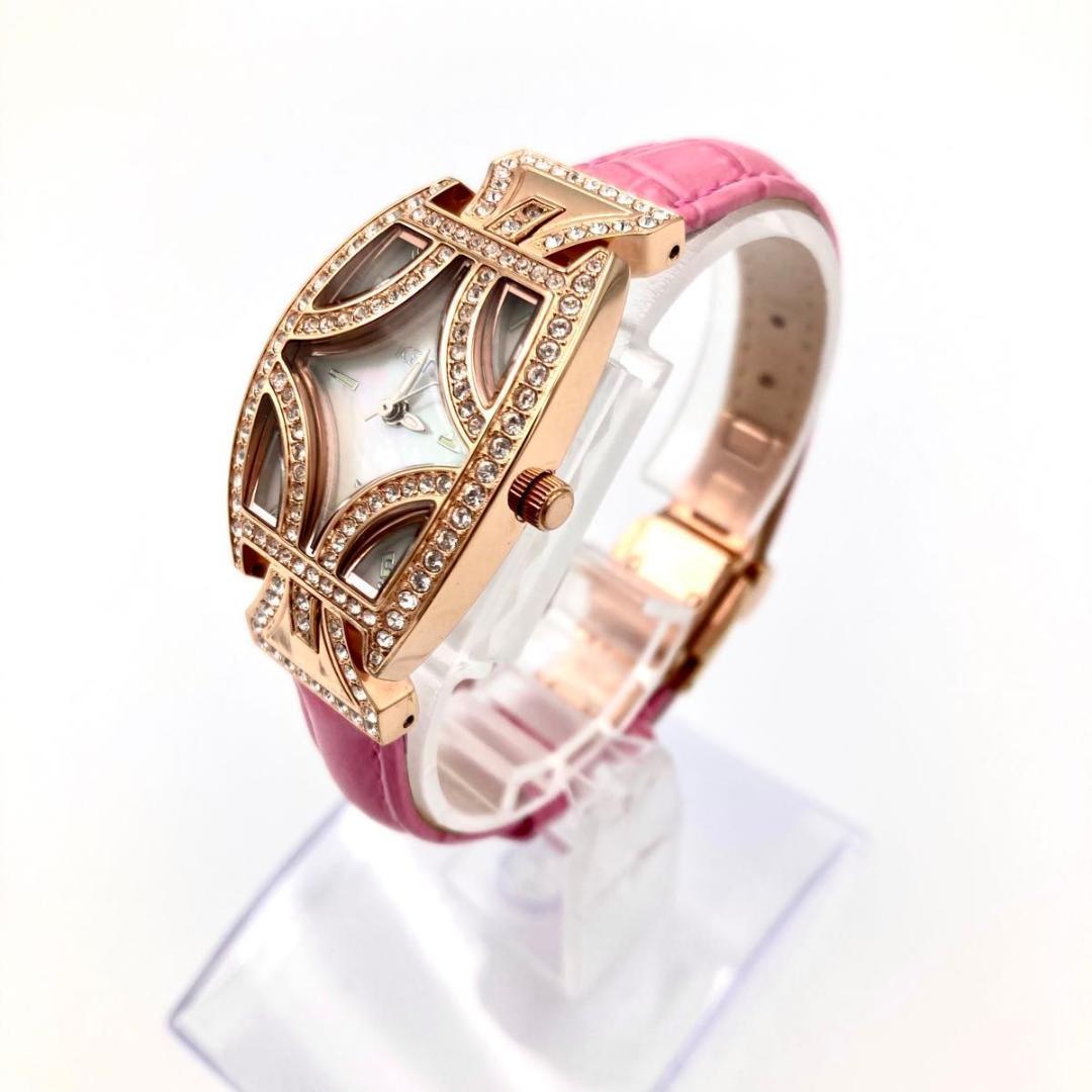 344 極美品 アイステック PQ2-RG 腕時計 クオーツ 石付き シェル