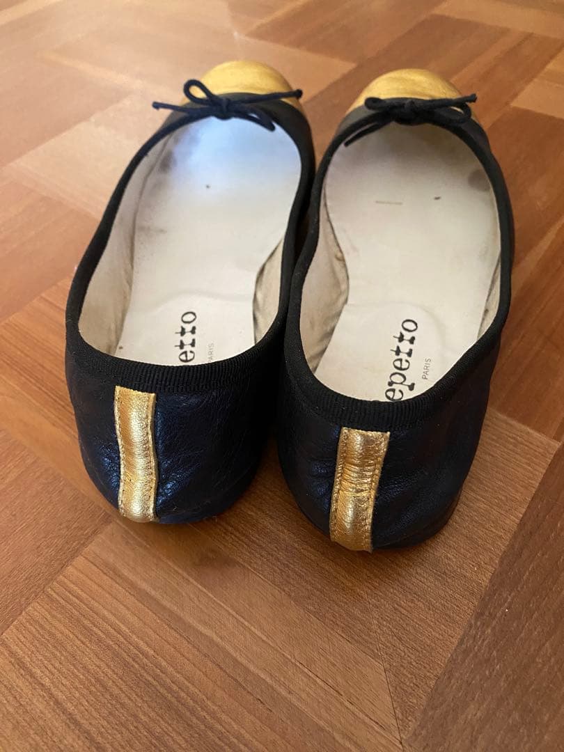 【値下げ】Repetto バレエシューズ 黒/金　37.5