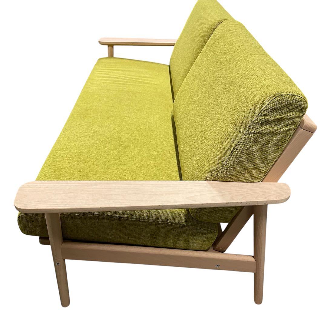 【美品】カリモク ソファ WD4303 長椅子 3人掛け ブナ　平織布地