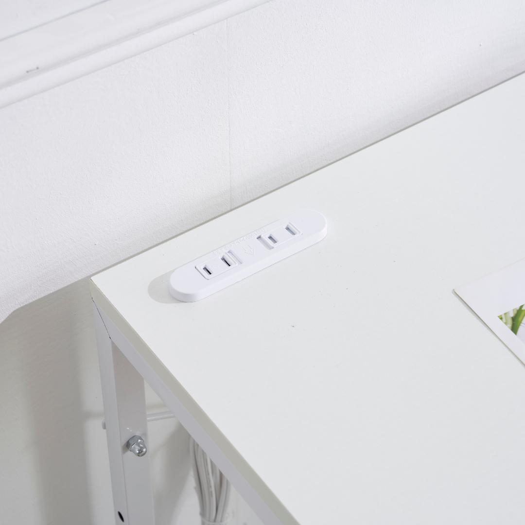 【ホワイト】一体分離多用型パソコンデスク ラック付 ワークデスク 木製 学習用