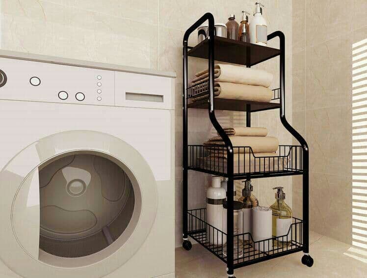 キッチンラック多層可動プーリ床式リビング小型きょう雑物電子レンジオーブン収納棚