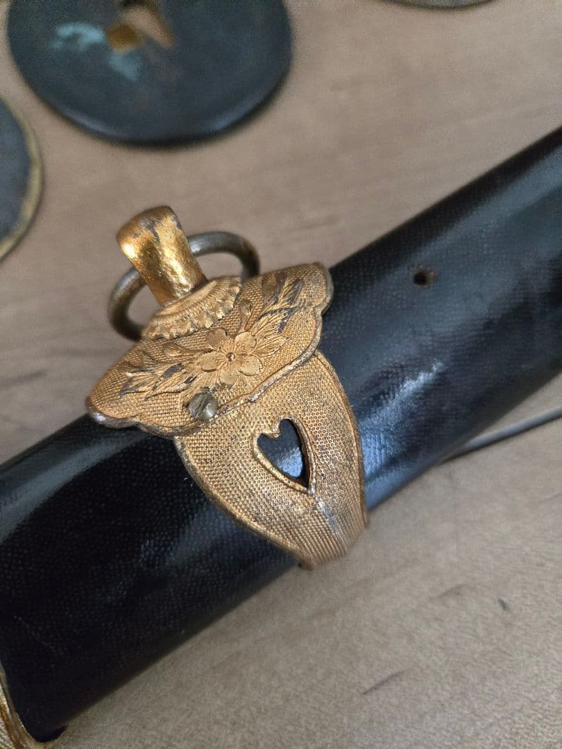 第二次大戦頃実物　海軍士官軍刀拵え　鮫鞘　希少短寸(航空士官)　刀緒付き