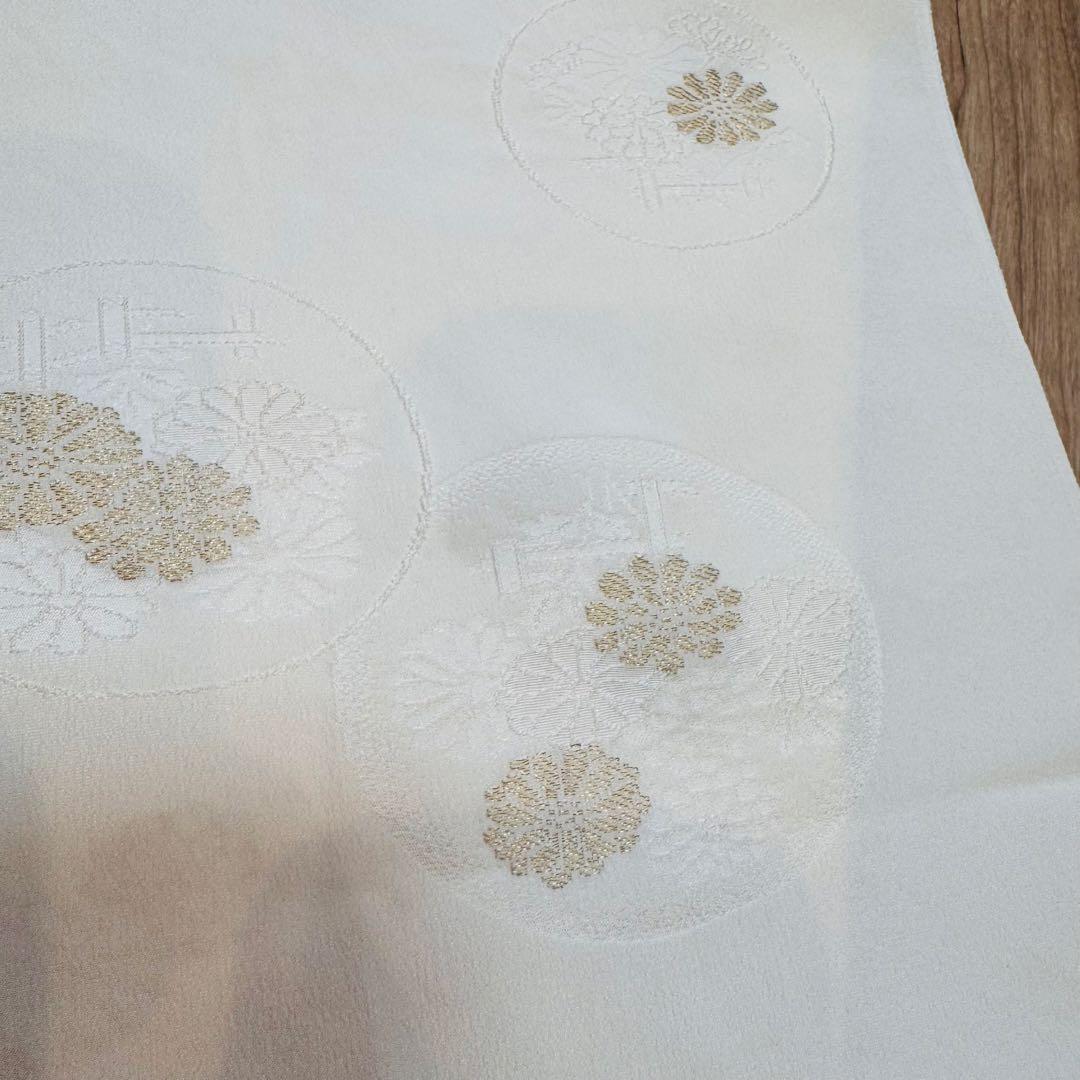 超美品　正絹　振袖用　帯揚げ　帯締め　帯飾り　4点セット　金　白　ちりめん