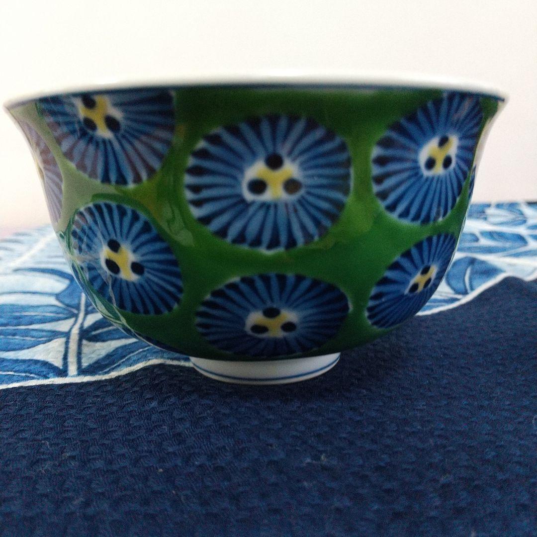 源右衛門⭐️緑彩松葉紋 飯椀