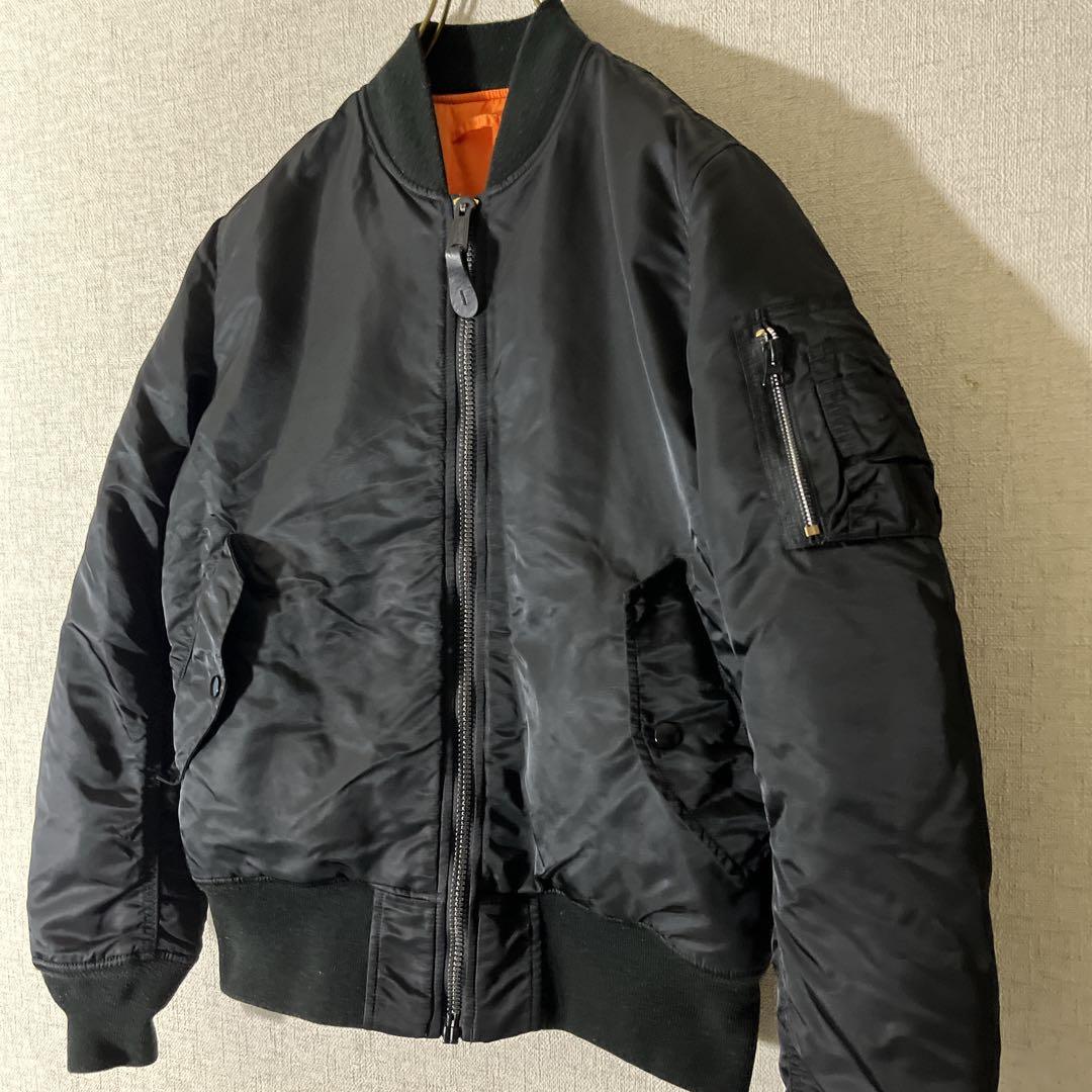 Alpha アルファMA-1 フライトジャケット リバーシブル ブラック短丈
