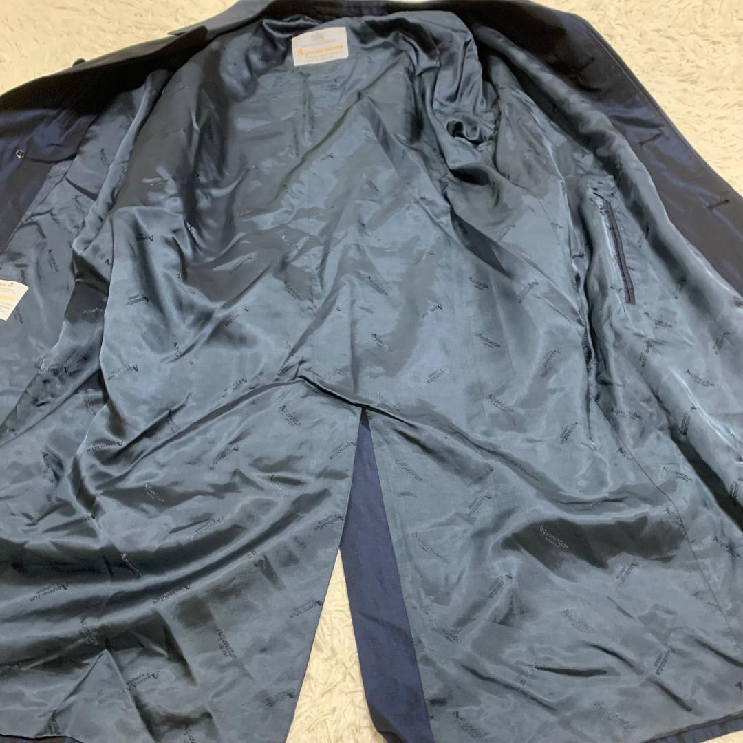 美品✨アクアスキュータム シルク100% 光沢 トレンチコート ネイビー