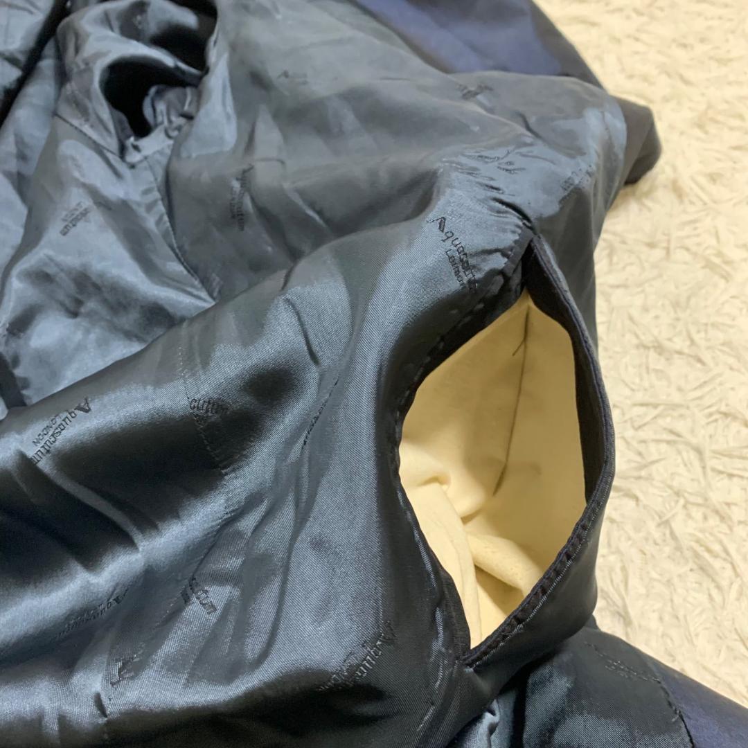 美品✨アクアスキュータム シルク100% 光沢 トレンチコート ネイビー