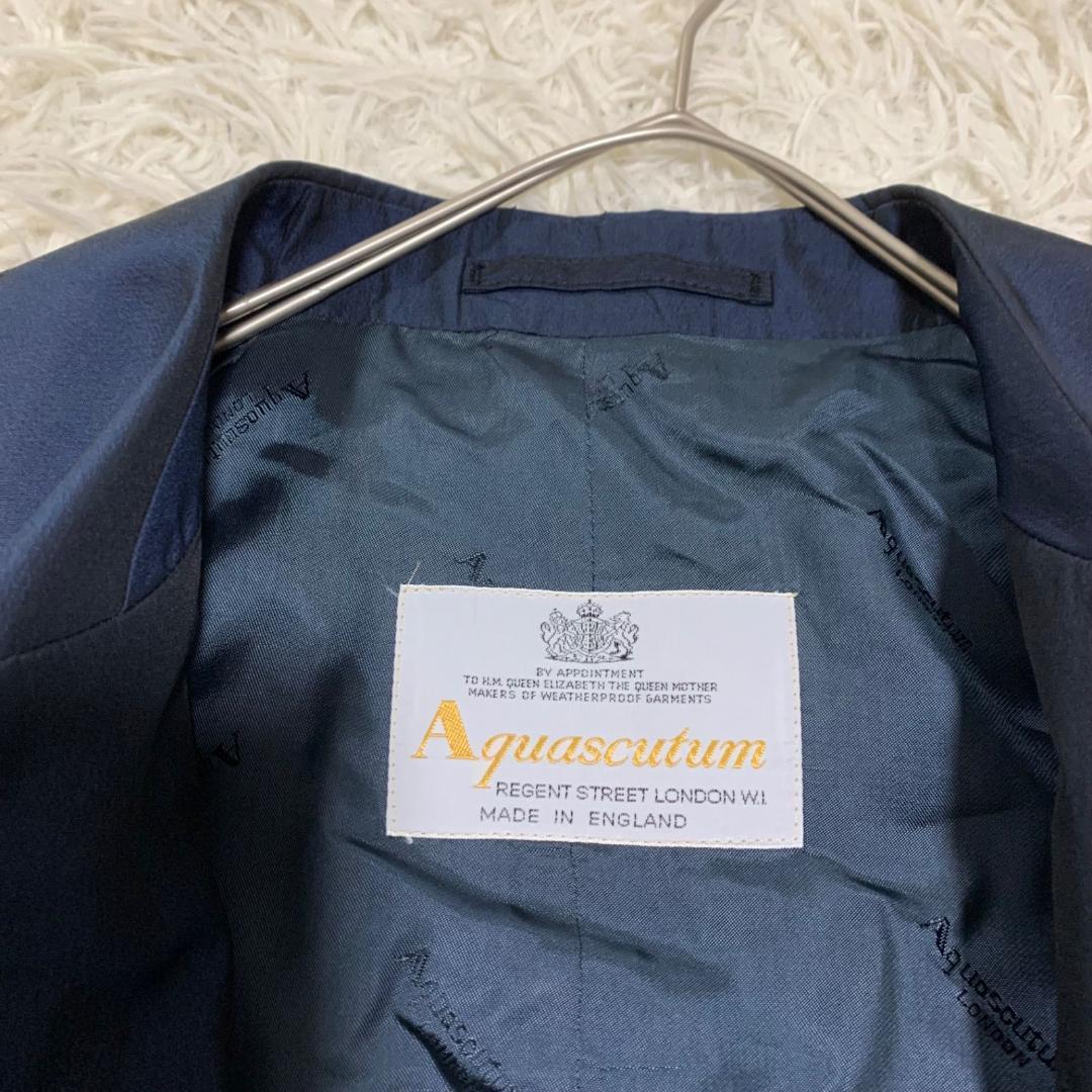 美品✨アクアスキュータム シルク100% 光沢 トレンチコート ネイビー