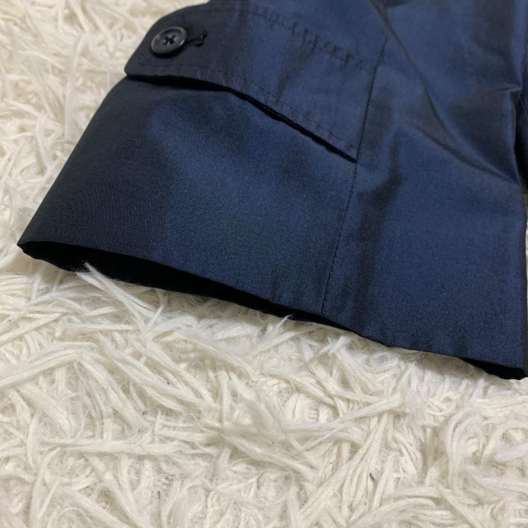 美品✨アクアスキュータム シルク100% 光沢 トレンチコート ネイビー