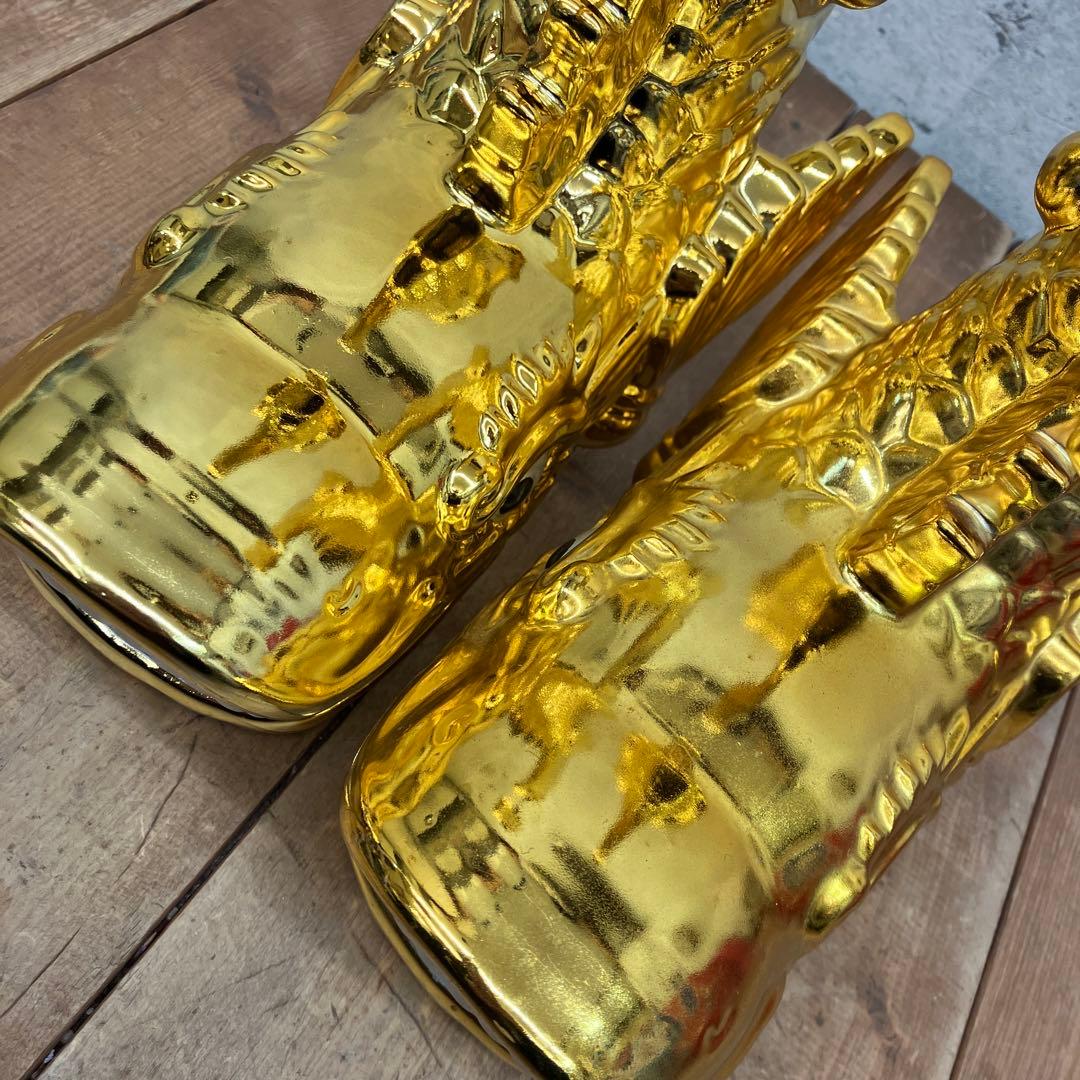 レトロ 陶器製 金のシャチホコ 金鯱 名古屋城 天守閣 守り神 縁起物 置物