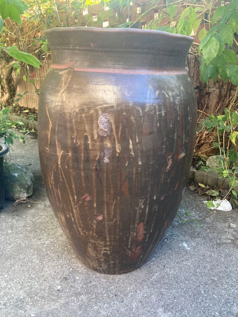 67センチ。特大。甕 古い 陶器製 古民家 インテリア 庭 植木鉢 メダカ鉢に