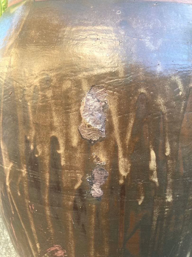 67センチ。特大。甕 古い 陶器製 古民家 インテリア 庭 植木鉢 メダカ鉢に