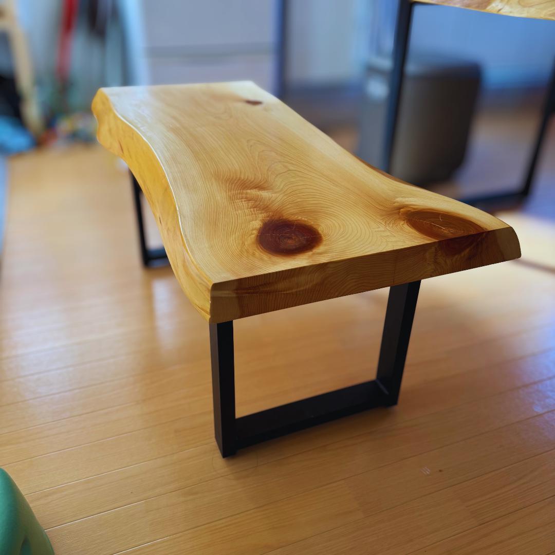 ヒノキ一枚板　ダイニングベンチ　椅子